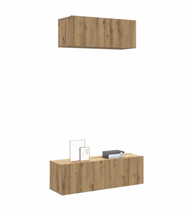 vidaXL 2 Piece TV Cabinet Set Wall-mounted Artisan Oak Engineered Wood