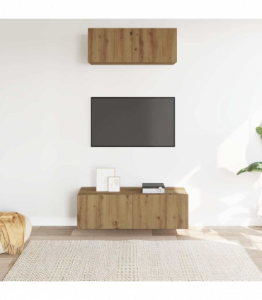 vidaXL 2 Piece TV Cabinet Set Wall-mounted Artisan Oak Engineered Wood