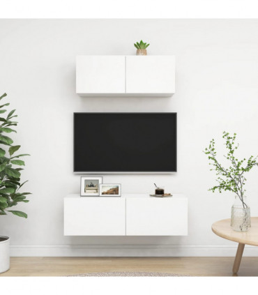vidaXL 2 Piece TV Cabinet Set White Engineered Wood