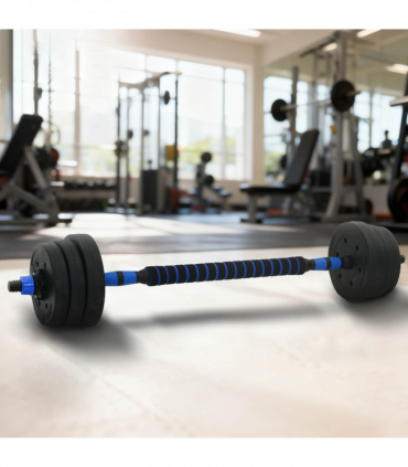 vidaXL 2-in-1 Dumbbell Set Black and Blue 121 x 19.5 x 19.5 cm