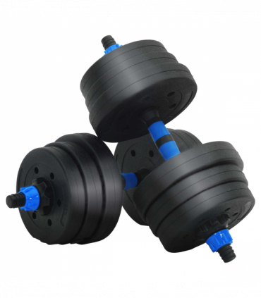 vidaXL 2-in-1 Dumbbell Set Black and Blue 121 x 19.5 x 19.5 cm