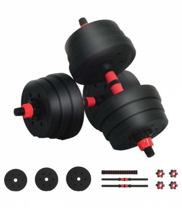 vidaXL 2-in-1 Dumbbell Set Black and Red 121 x 19.5 x 19.5 cm