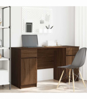 vidaXL Desk with Drawer Brown oak 140 x 49 x 76 cm Engineered wood