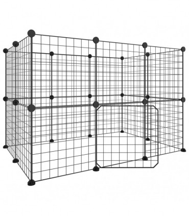 vidaXL 20-Panel Pet Cage with Door Black 35x35 cm Steel