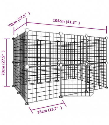 vidaXL 20-Panel Pet Cage with Door Black 35x35 cm Steel
