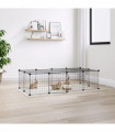 vidaXL 20-Panel Pet Cage with Door Black 35x35 cm Steel