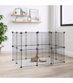 vidaXL 20-Panel Pet Cage with Door Black 35x35 cm Steel