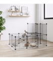 vidaXL 20-Panel Pet Cage with Door Black 35x35 cm Steel