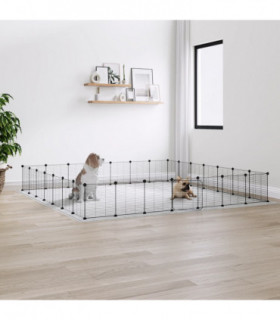 vidaXL 28-Panel Pet Cage with Door Black 35x35 cm Steel