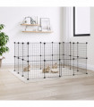 vidaXL 28-Panel Pet Cage with Door Black 35x35 cm Steel