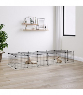 vidaXL 28-Panel Pet Cage with Door Black 35x35 cm Steel