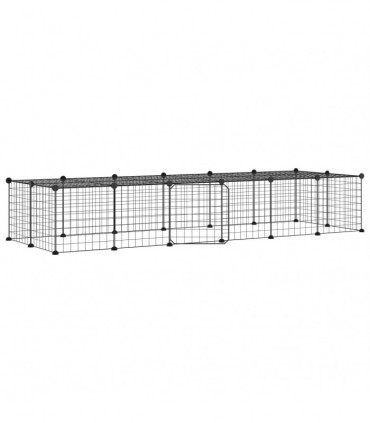 vidaXL 28-Panel Pet Cage with Door Black 35x35 cm Steel