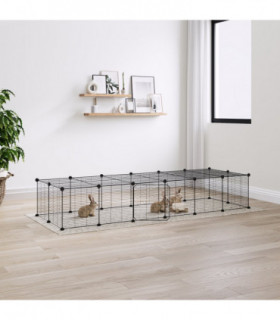vidaXL 28-Panel Pet Cage with Door Black 35x35 cm Steel