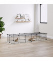 vidaXL 28-Panel Pet Cage with Door Black 35x35 cm Steel
