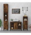 vidaXL 3 Piece Bathroom Furniture Set Smoked Oak Engineered Wood