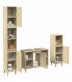 vidaXL 3 Piece Bathroom Furniture Set Sonoma Oak Engineered Wood