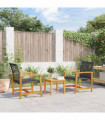 vidaXL 3 Piece Bistro Set Black Poly Rattan and Acacia Wood