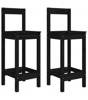 vidaXL 3 Piece Garden Bar Set Black Solid Wood Pine