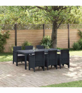 vidaXL Garden Dining Set 7 pcs Anthracite Polt rattan