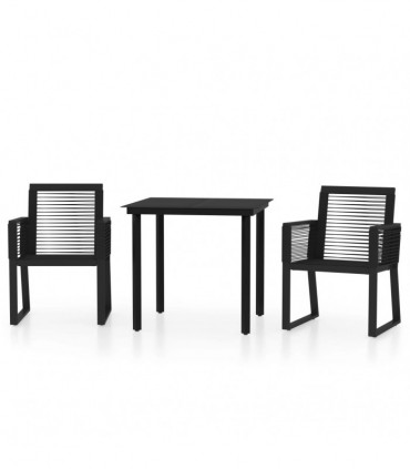 vidaXL 3 Piece Garden Dining Set Black