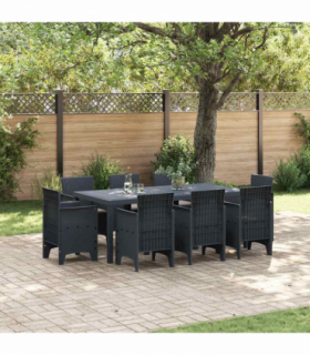 vidaXL Garden Dining Set 9 pcs Anthracite Polt rattan