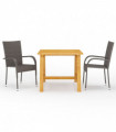 vidaXL 3 Piece Garden Dining Set Brown