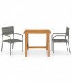 vidaXL 3 Piece Garden Dining Set Grey