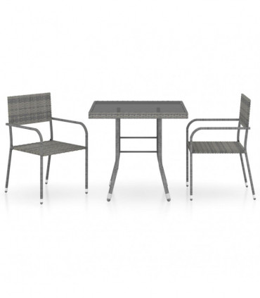 vidaXL 3 Piece Garden Dining Set Poly Rattan Anthracite & Grey