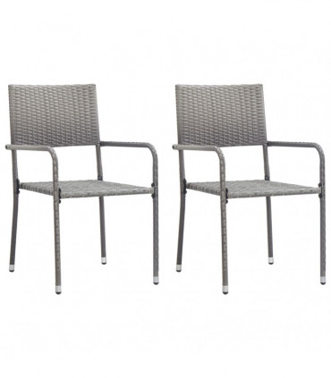 vidaXL 3 Piece Garden Dining Set Poly Rattan Anthracite & Grey