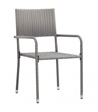 vidaXL 3 Piece Garden Dining Set Poly Rattan Anthracite & Grey