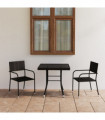 vidaXL 3 Piece Garden Dining Set Poly Rattan Black