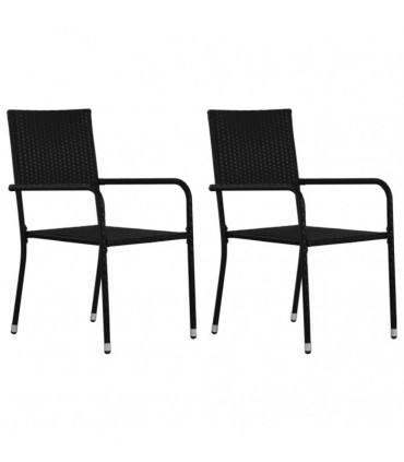 vidaXL 3 Piece Garden Dining Set Poly Rattan Black