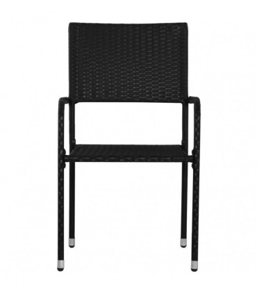 vidaXL 3 Piece Garden Dining Set Poly Rattan Black