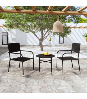 vidaXL 3 Piece Garden Dining Set Poly Rattan Black