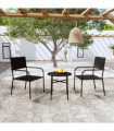vidaXL 3 Piece Garden Dining Set Poly Rattan Black