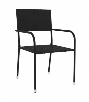 vidaXL 3 Piece Garden Dining Set Poly Rattan Black