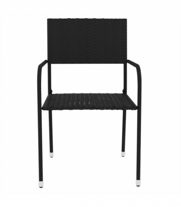 vidaXL 3 Piece Garden Dining Set Poly Rattan Black