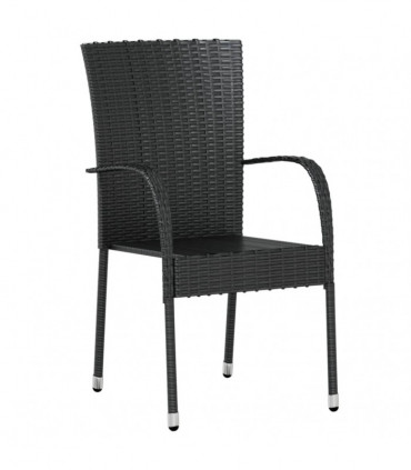 vidaXL 3 Piece Garden Dining Set Poly Rattan Black