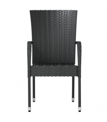 vidaXL 3 Piece Garden Dining Set Poly Rattan Black