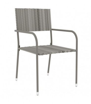 vidaXL 3 Piece Garden Dining Set Poly Rattan Grey