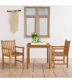 vidaXL 3 Piece Garden Dining Set Solid Teak Wood