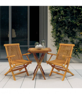 vidaXL 3 Piece Garden Dining Set Solid Wood Teak