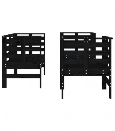 vidaXL 3 Piece Garden Lounge Set Black Solid Wood Pine