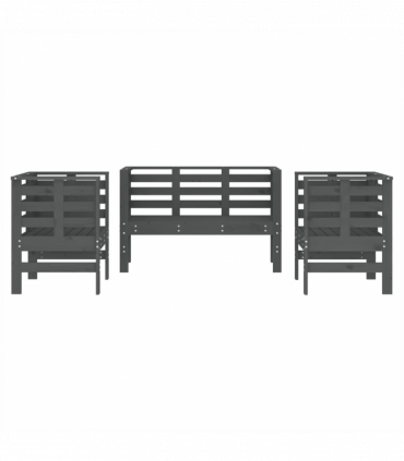 vidaXL 3 Piece Garden Lounge Set Grey Solid Wood Pine