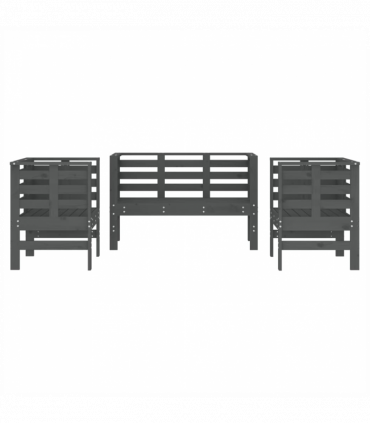 vidaXL 3 Piece Garden Lounge Set Grey Solid Wood Pine