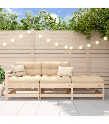 vidaXL 3 Piece Garden Lounge Set Solid Wood Pine