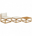 3 Piece Garden Lounge Set with Cushions Solid Wood Acacia