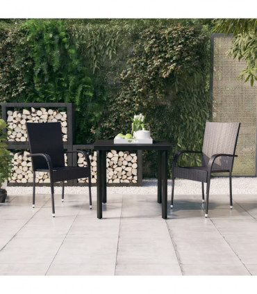 vidaXL 3 Piece Outdoor Dining Set Black