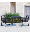 vidaXL 3 Piece Outdoor Dining Set PVC Rattan Black