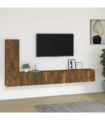 vidaXL 3 Piece TV Cabinet Set Smoked Oak Engineered Wood